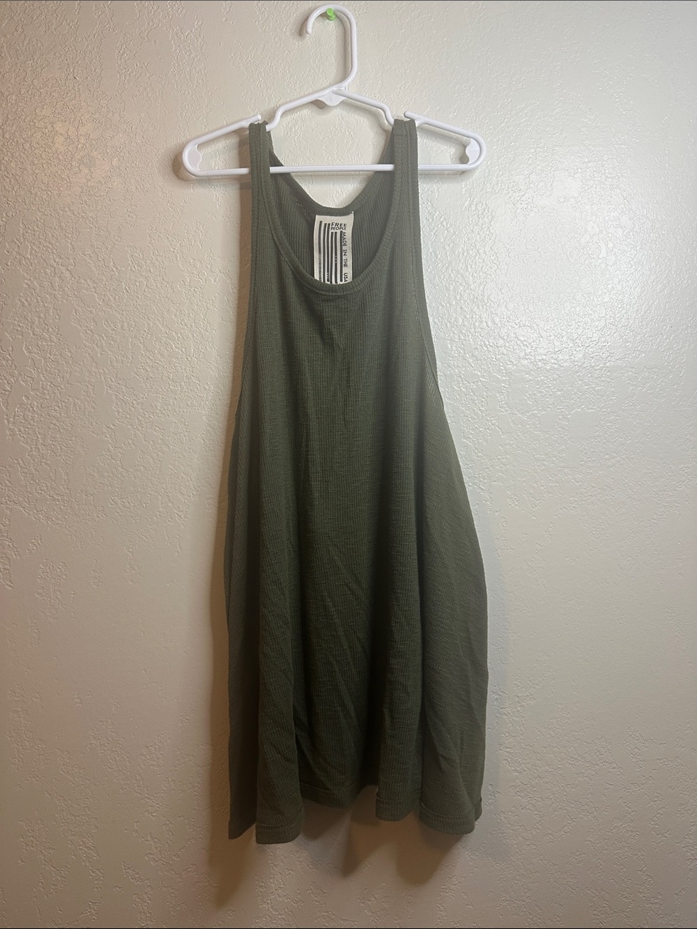 Free People Olive Green Ribbed Midi Tank Dress